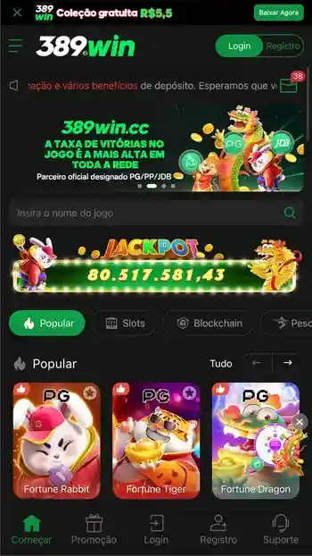 Visual do 389Win em tela móvel estilo Android