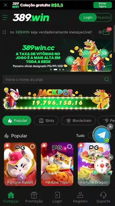 Visual do 389Win em tela móvel estilo iOS